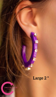 City Girl Large Jewel Hoop | Purple