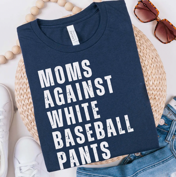 Moms Against White Baseball Pants Tee