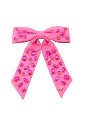 Shimmer Bow Barrette with Hand Sewn Crystals | Pink