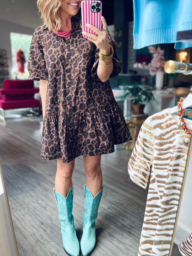 Sandi Ruffle Leopard Dress