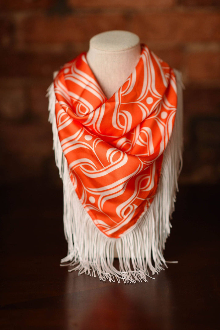 Tailgate Fringe Scarf | Orange &amp; White