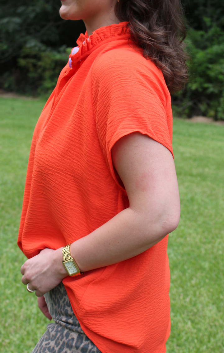Catherine Button Down Blouse | Orange