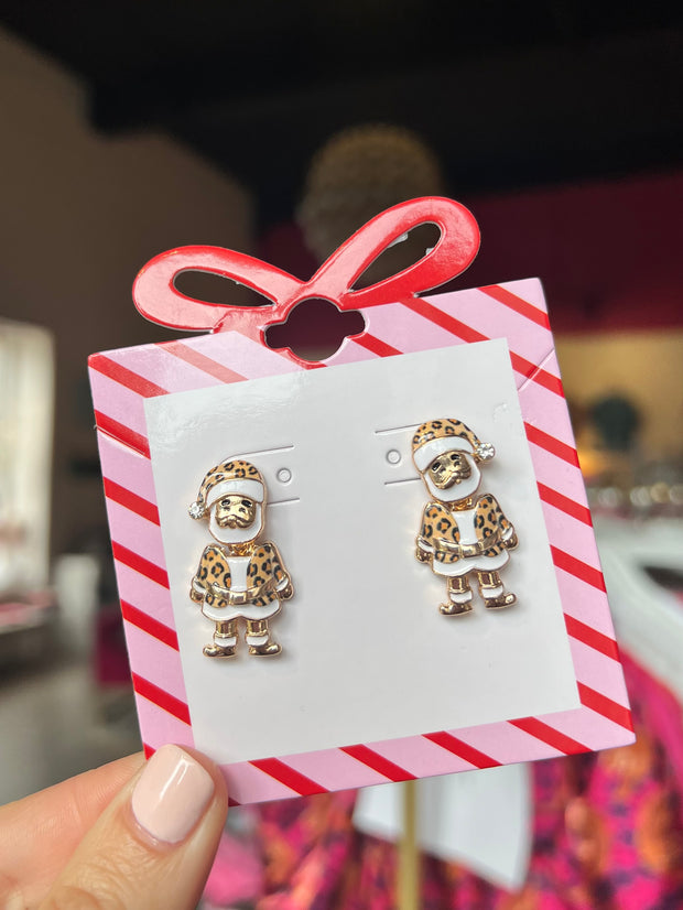 Leopard Lovin Santa Earring