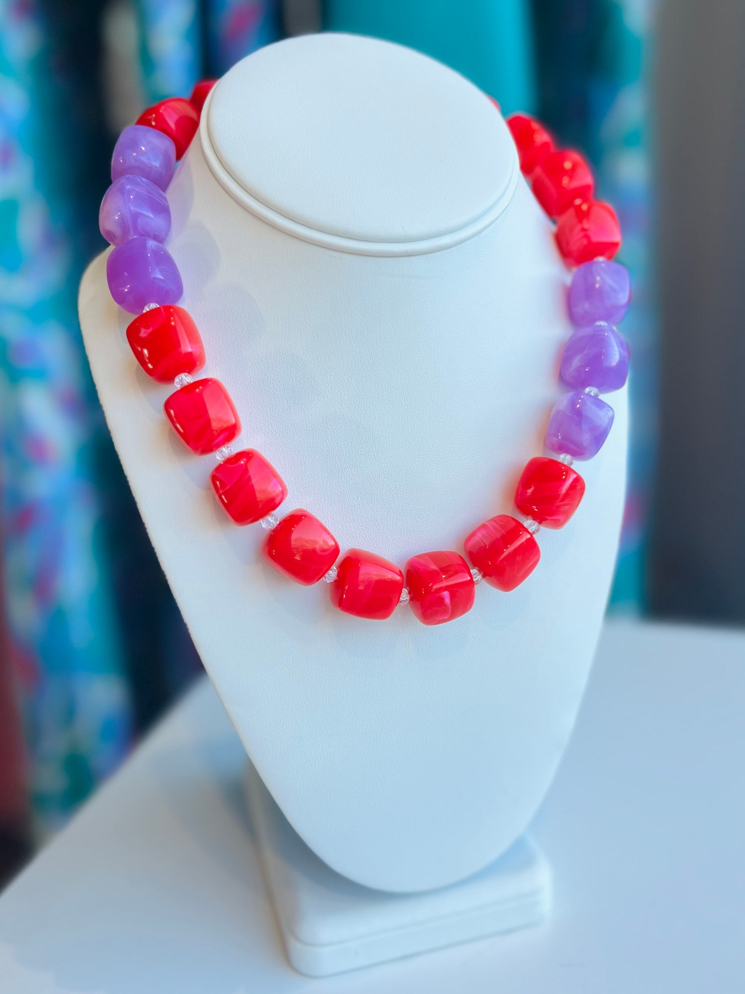 Bodie Beaded Necklace | Lilac + Fuchsia