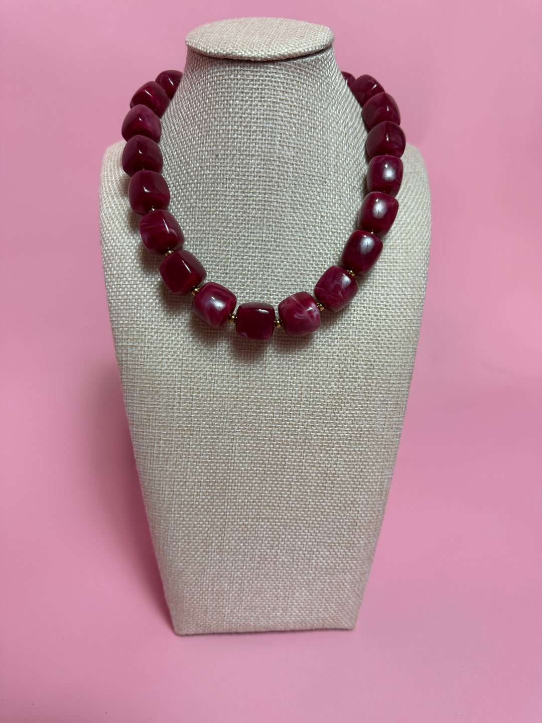Marble Cube Necklace | Garnet