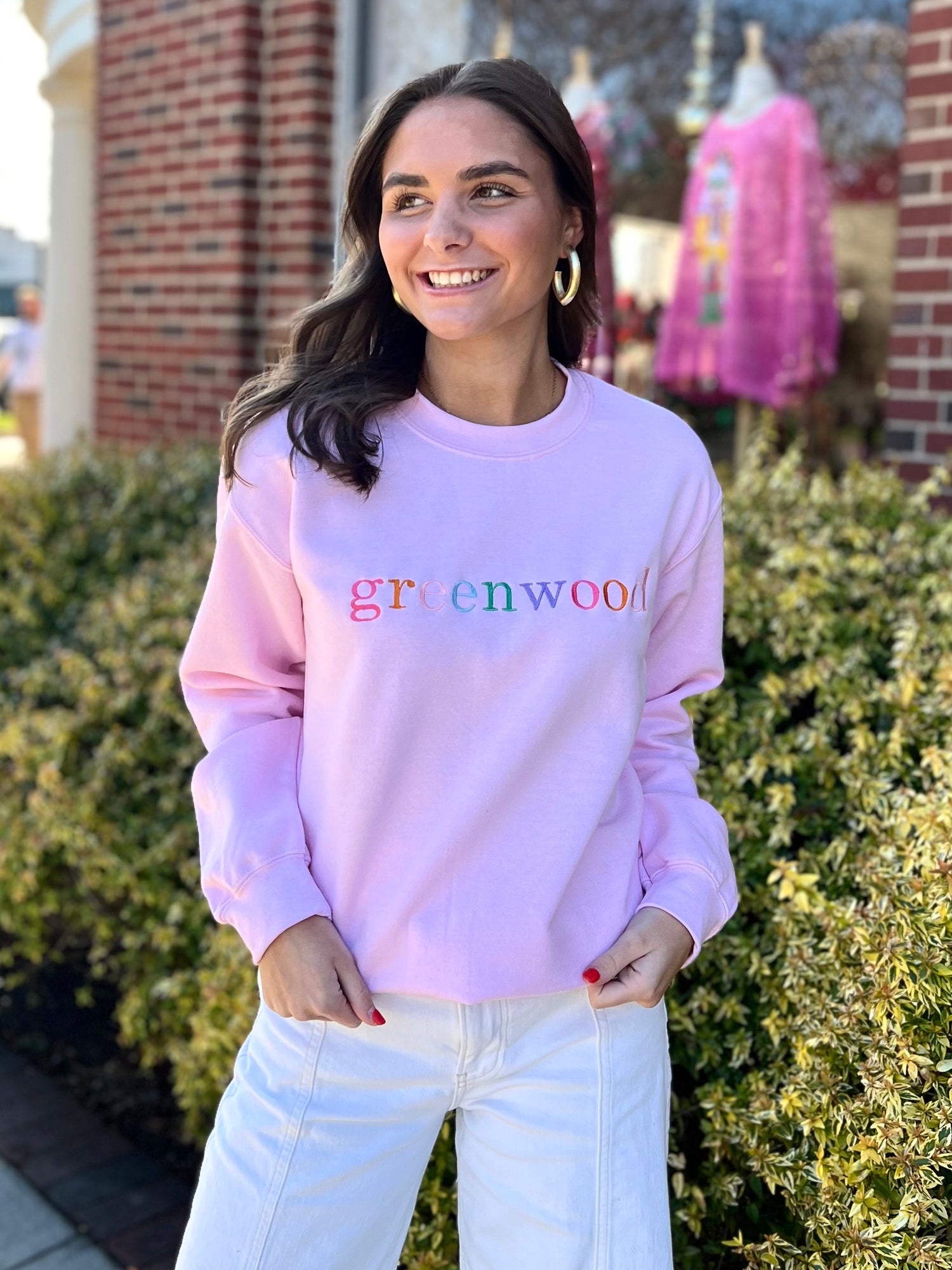 Colorful Greenwood Sweatshirt | Light Pink