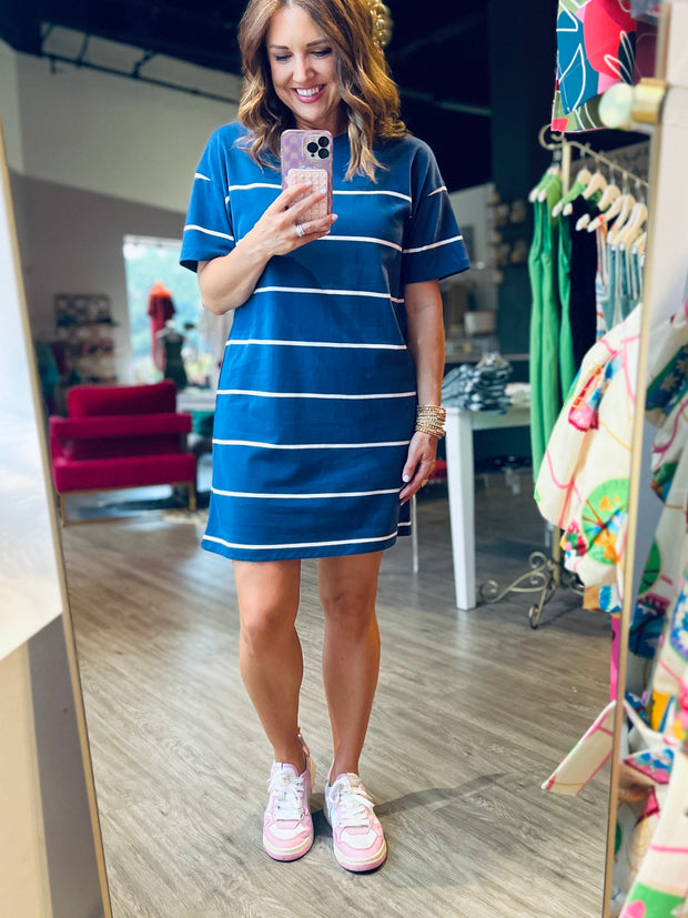 Sway Stripe Mini Dress | Yacht Blue
