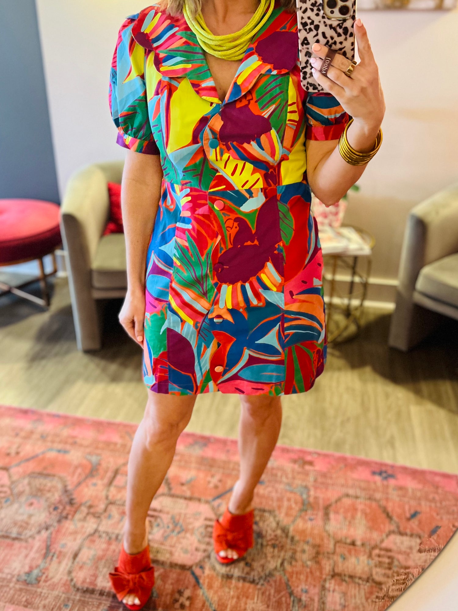 Birds of Paradise Scallop Dress