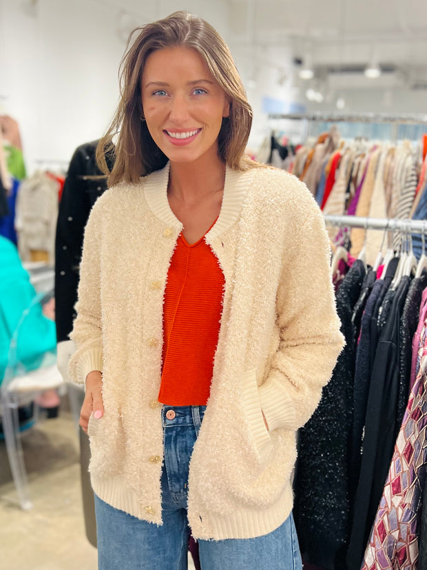 Golden Springs Boucle Sweater Button Up Jacket