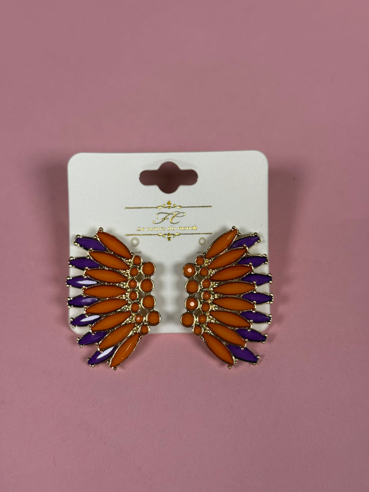 Glam Fan Earring | Orange + Purple