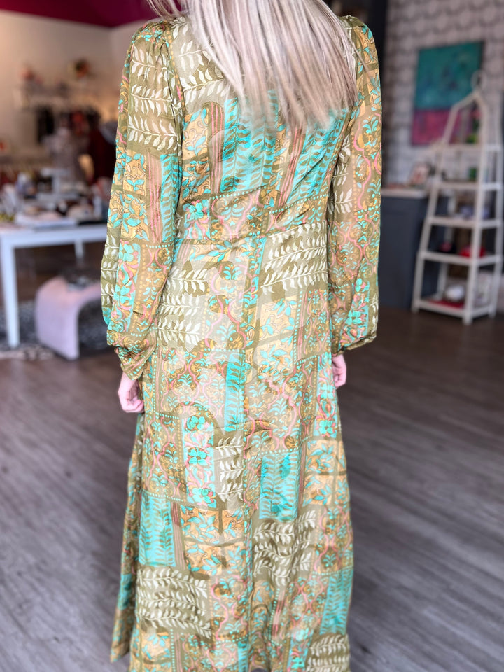 Olive Tapestry Maxi Dress