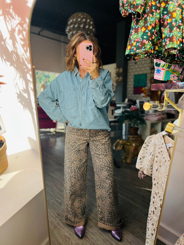 Marli Denim Leopard Pant