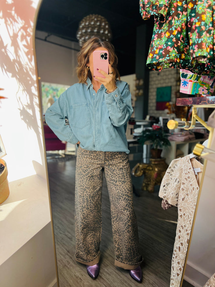 Marli Denim Leopard Pant