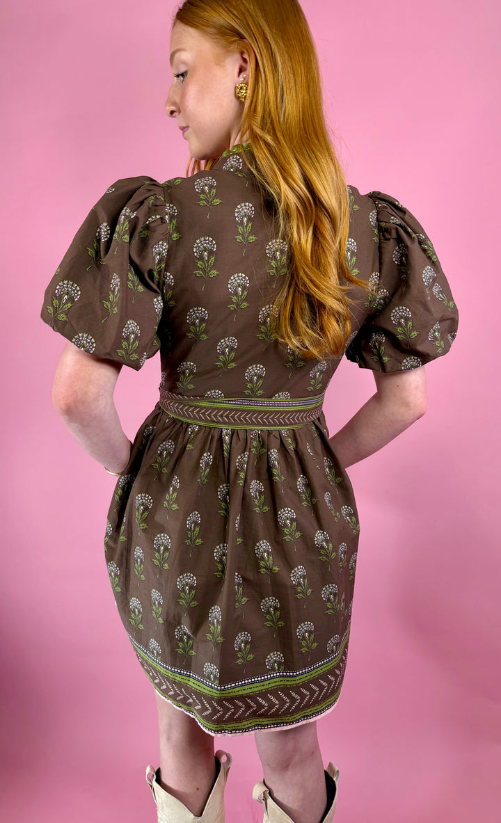 Mocha in Bloom Mini Dress