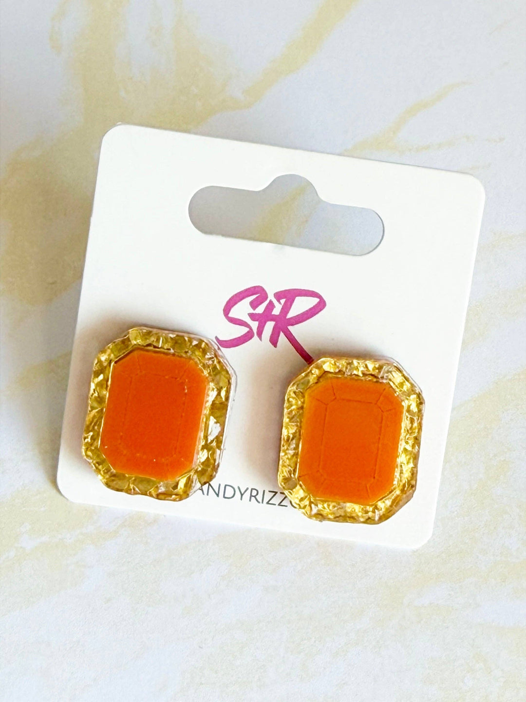 Golden Orange Square Stud