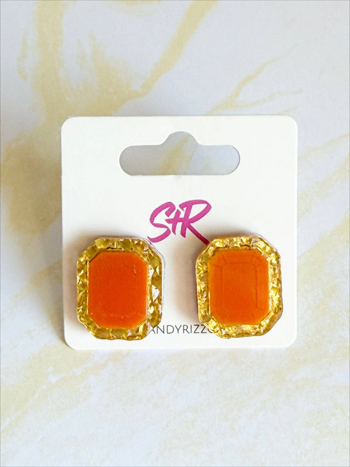 Golden Orange Square Stud