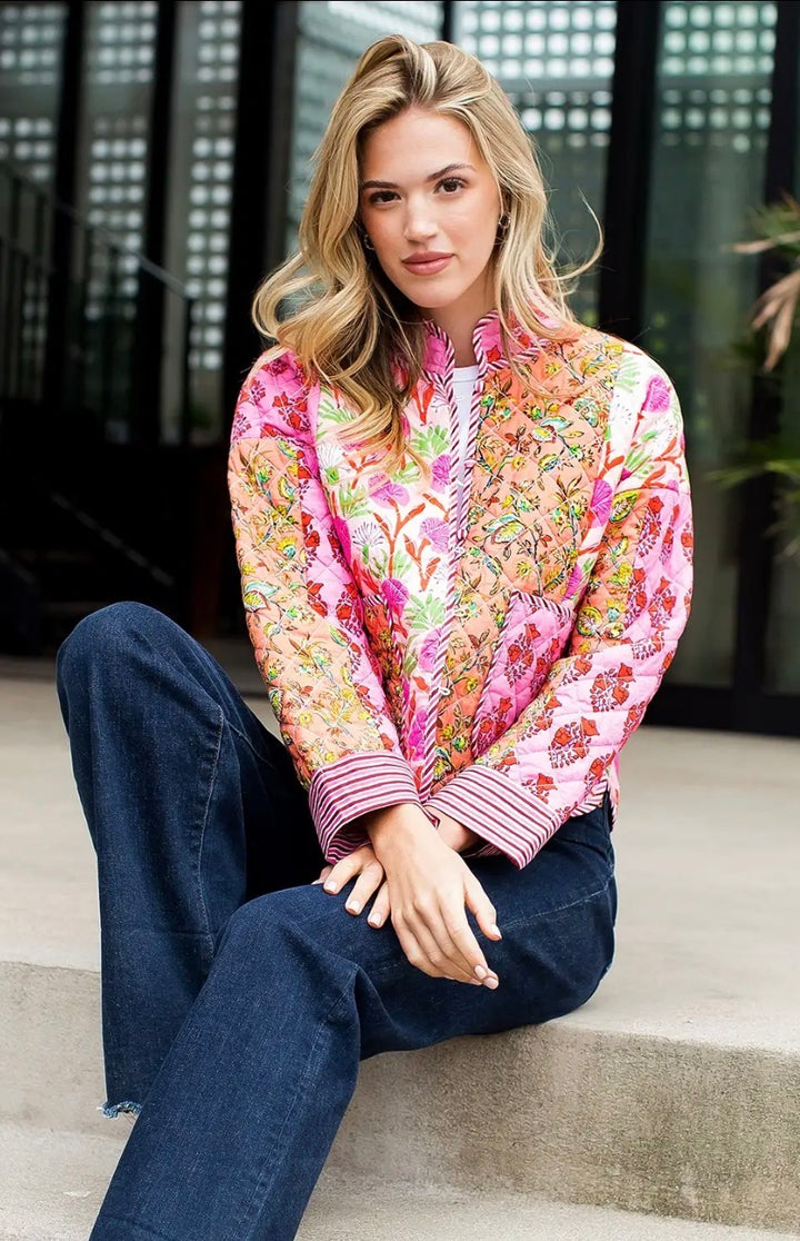 Patchwork Quilted Jacket | Pink