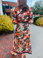 Autumn Scroll Maxi Dress