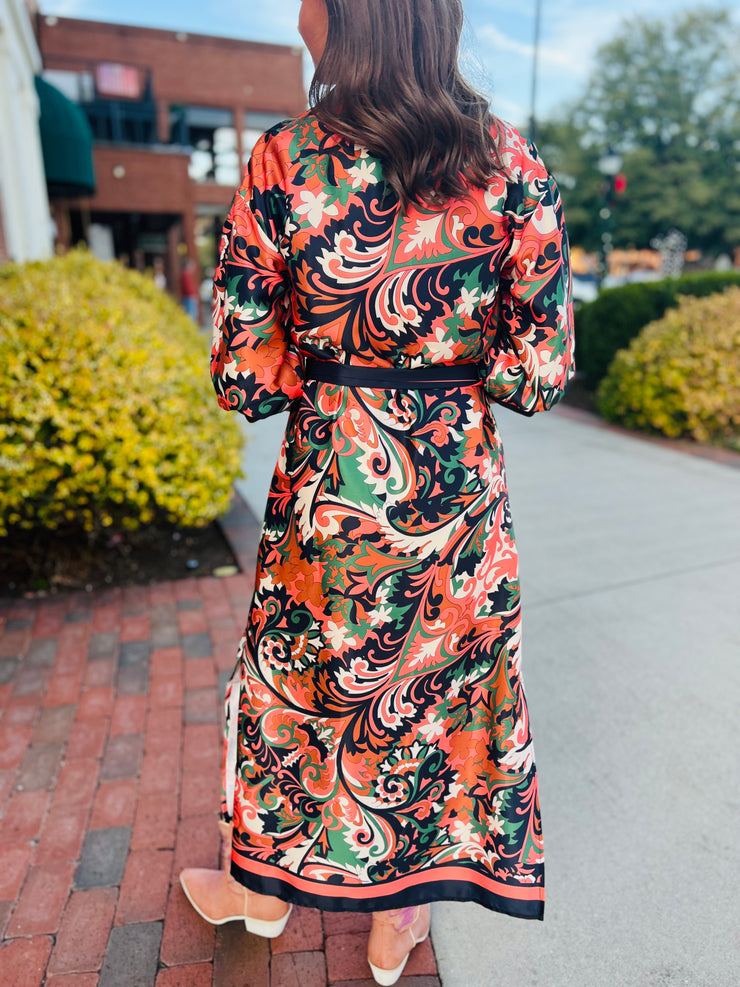 Autumn Scroll Maxi Dress