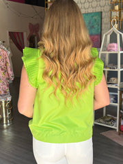 Polly Pleated Top | Lime