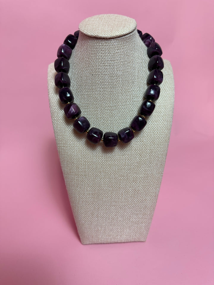 Marble Cube Necklace | Purple