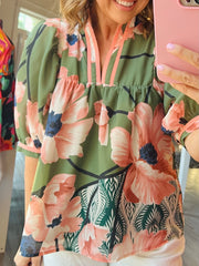 Olive Bloom Top
