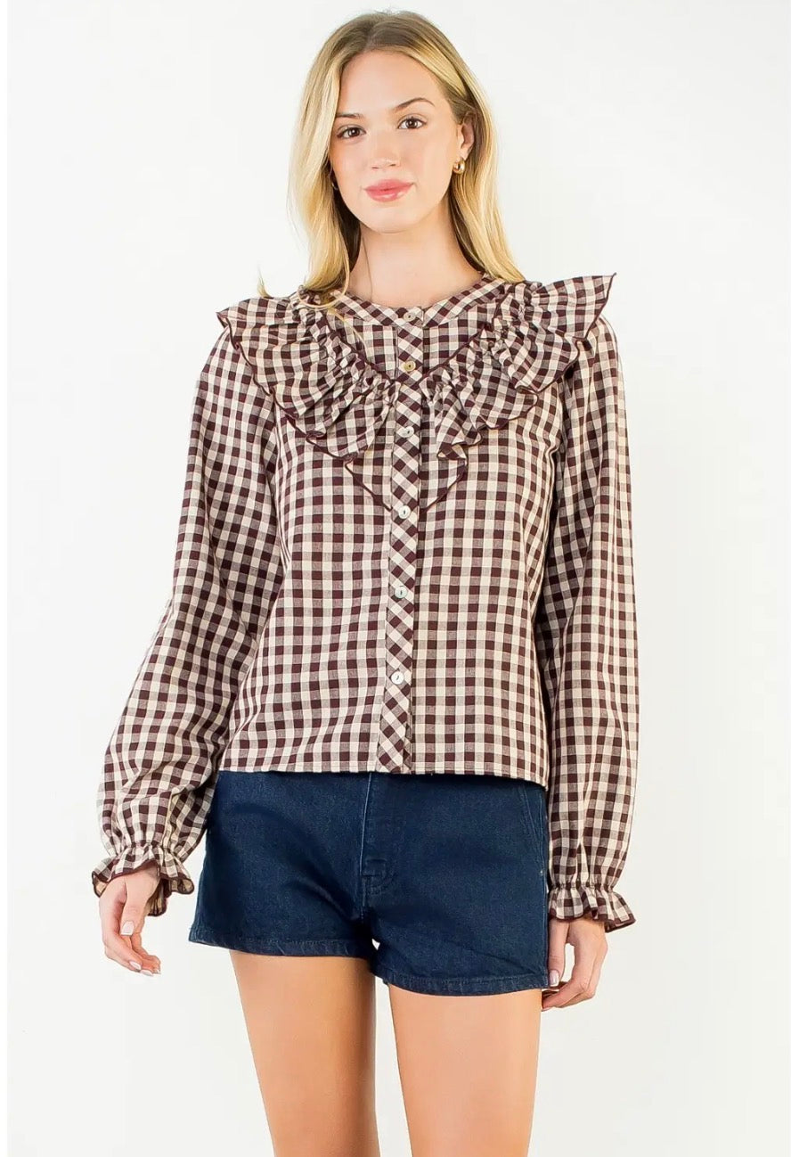 Charlie Gingham Ruffle Top