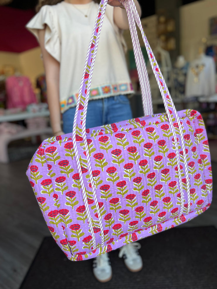 Quilted Weekender Duffle Bag |  Purple