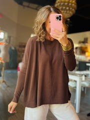 Essential Cashmere Blend Sweater | Chocolate