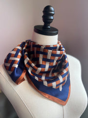 Geo Scarf | Cognac / Navy