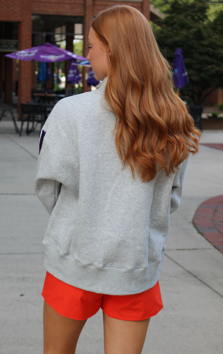Mock Neck Sequin Stripe Sweatshirt | Clemson
