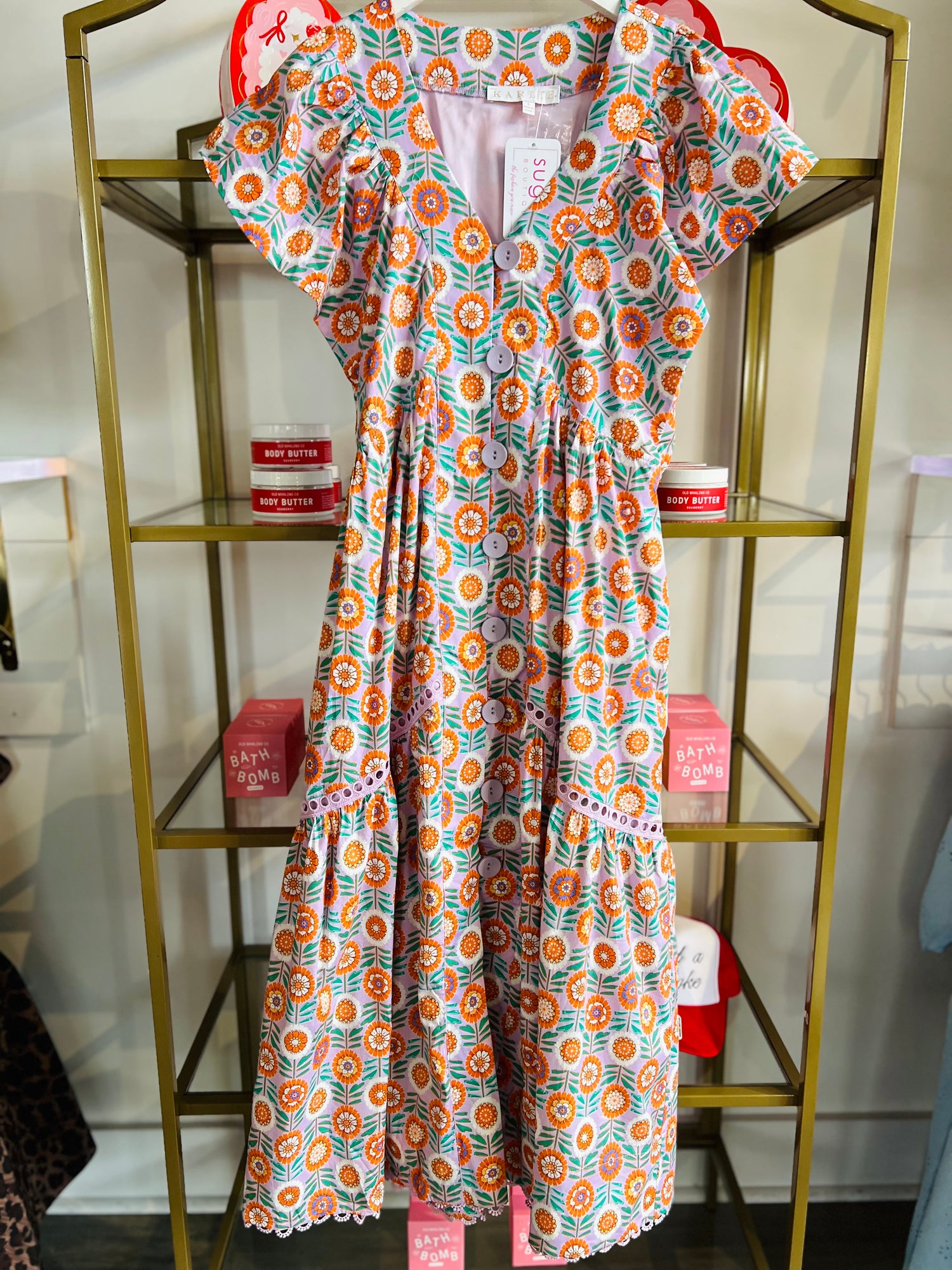 Golden Meadow Button Dress