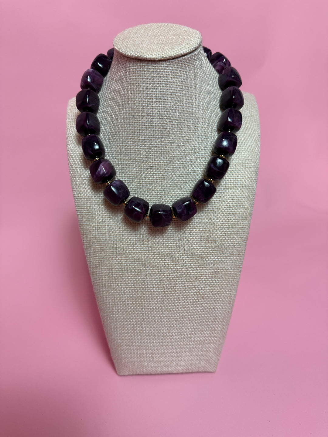 Marble Cube Necklace | Purple