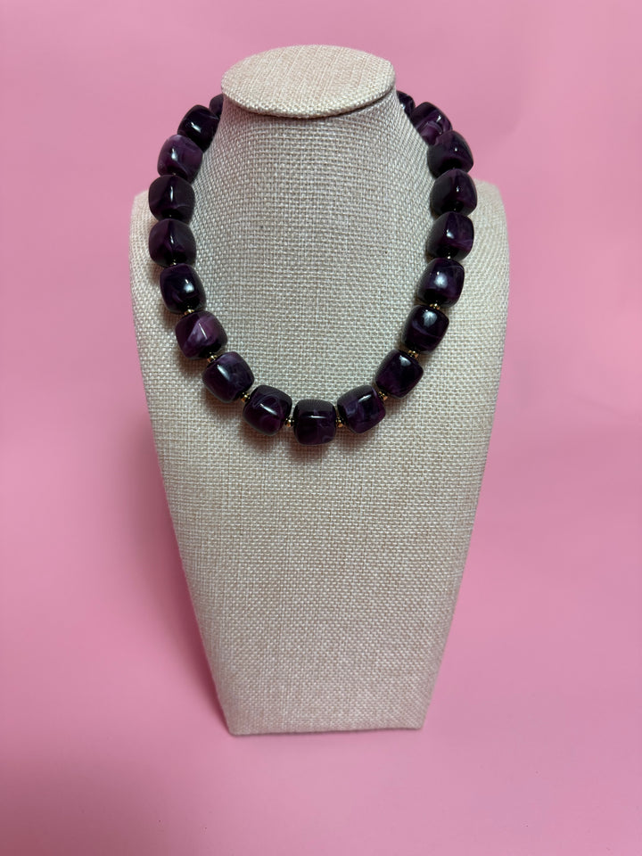 Marble Cube Necklace | Purple