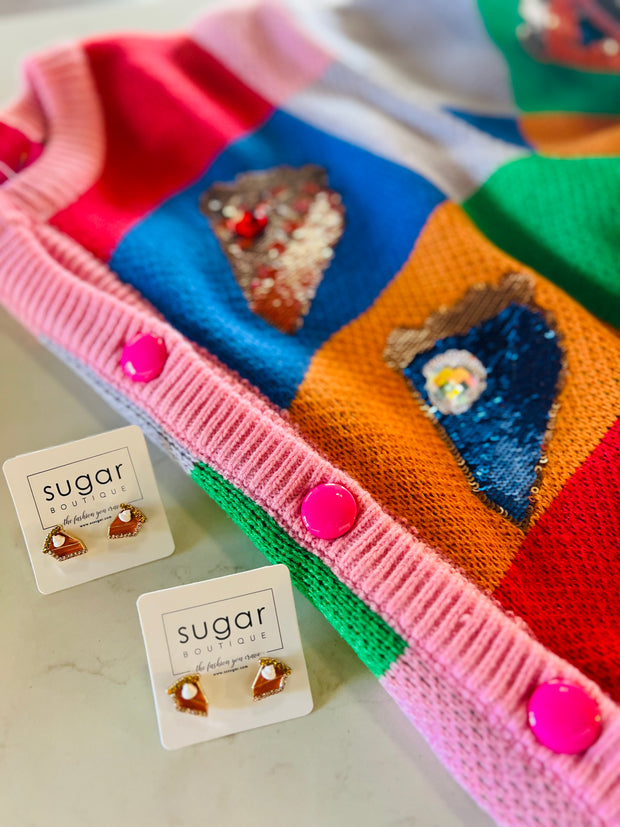 Pave Pumpkin Pie Stud