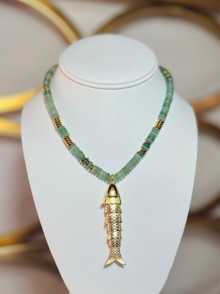 Mini Beaded Fish Bead Necklace | Gold