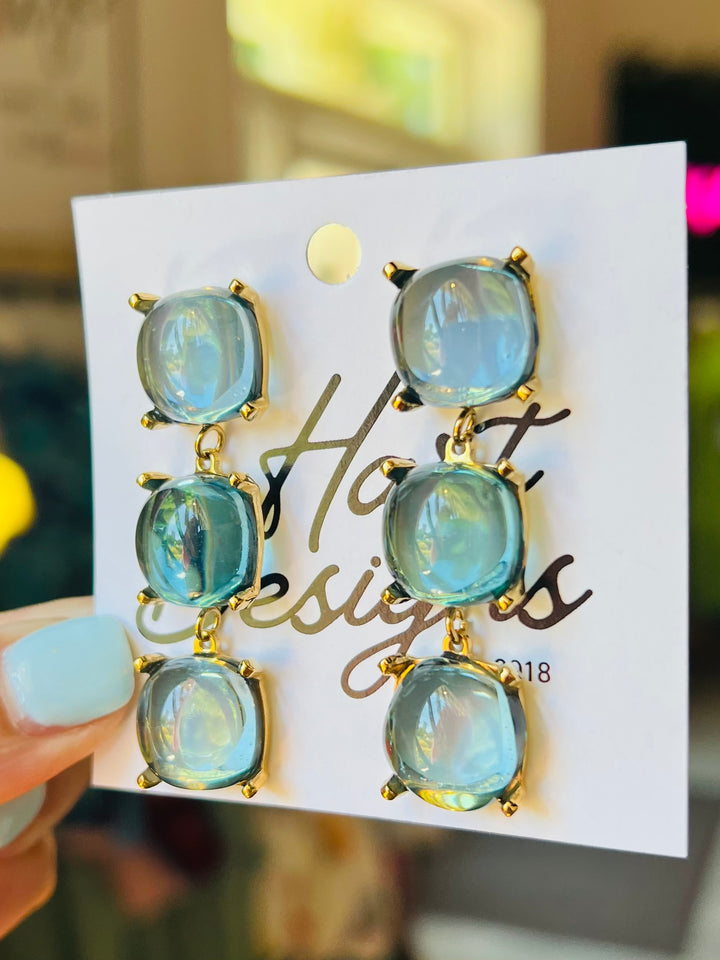 Seaglass Square Dangle Earrings | Blue