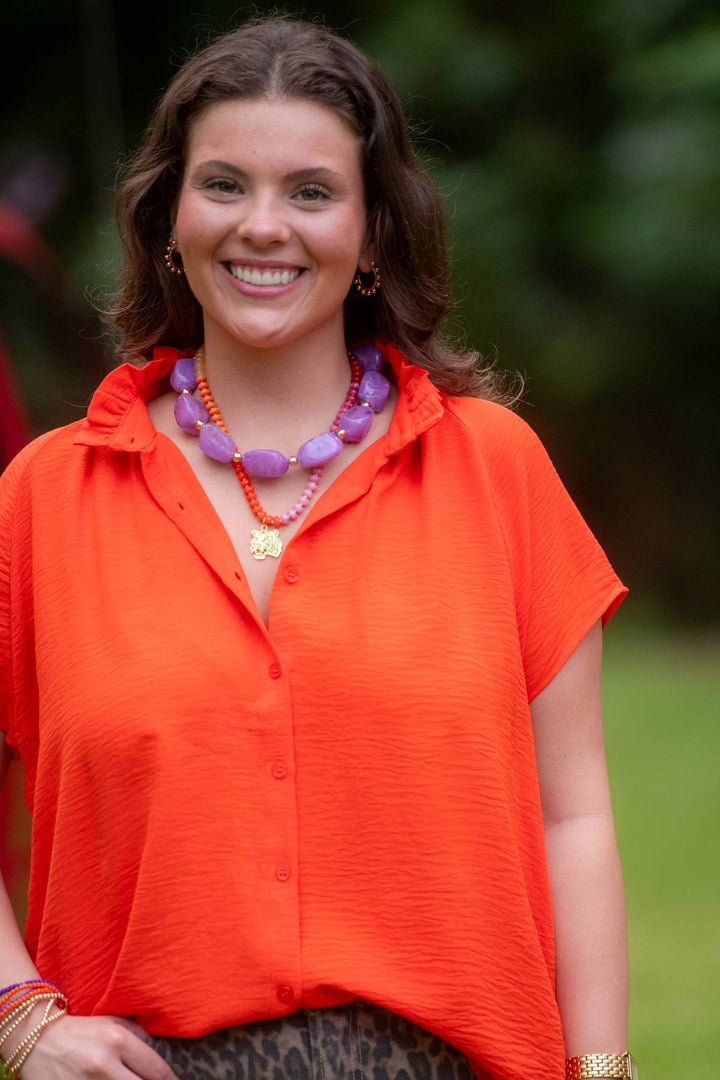 Catherine Button Down Blouse | Orange