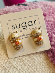 Pave Pumpkin Spice Latte Stud