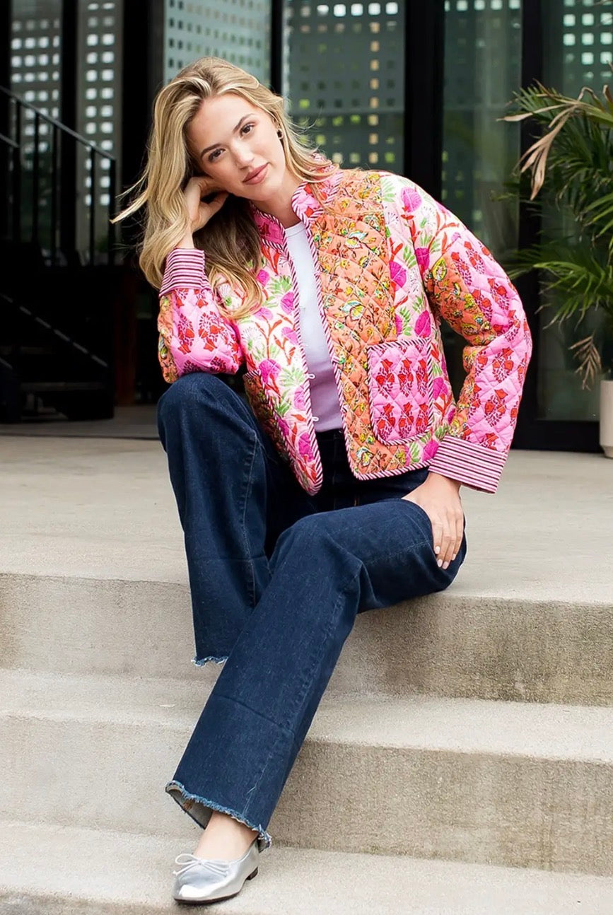 Patchwork Quilted Jacket | Pink