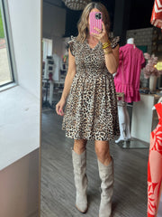 In The Wild Smocked Leopard Dress