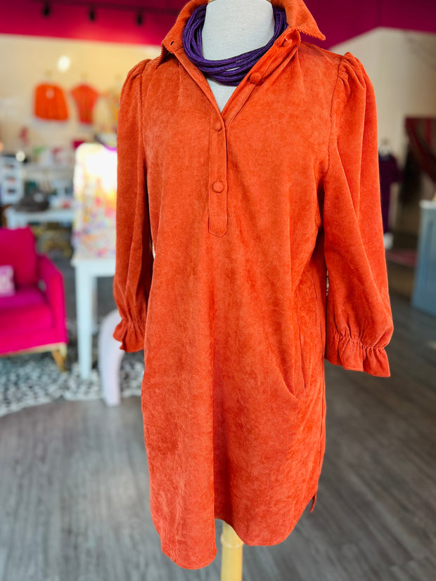 Denver Corduroy Dress | Burnt Orange