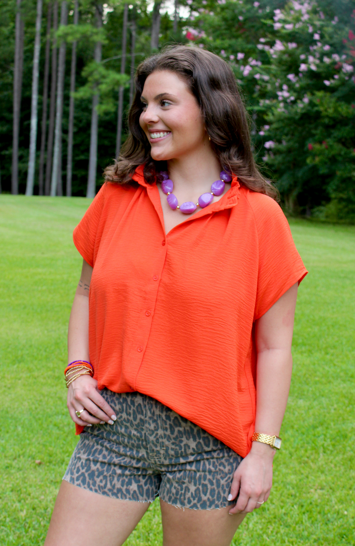 Catherine Button Down Blouse | Orange