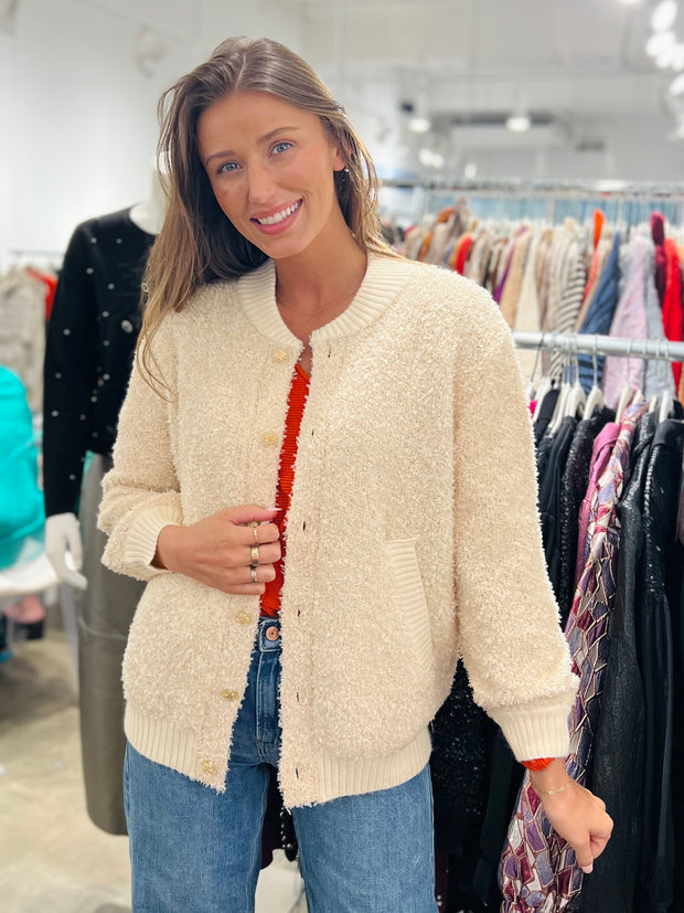 Golden Springs Boucle Sweater Button Up Jacket