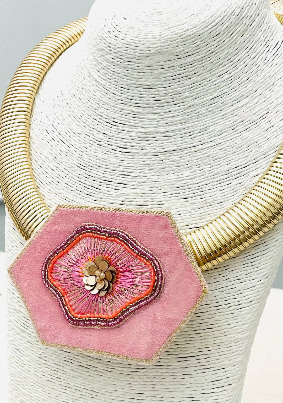 Gilded Medallion Necklace | Pink