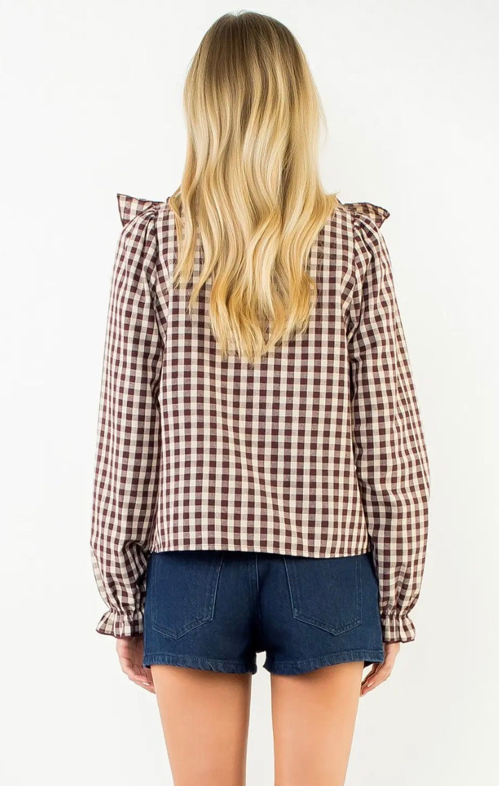 Charlie Gingham Ruffle Top
