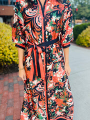 Autumn Scroll Maxi Dress