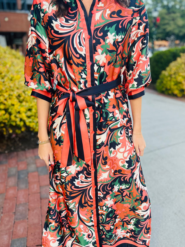 Autumn Scroll Maxi Dress