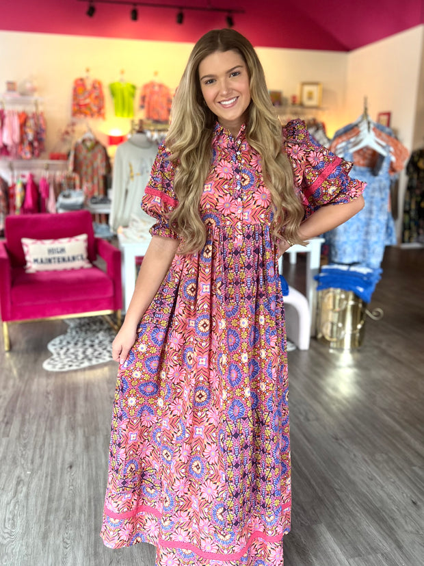 Kaleidoscope Eyelet Maxi Dress