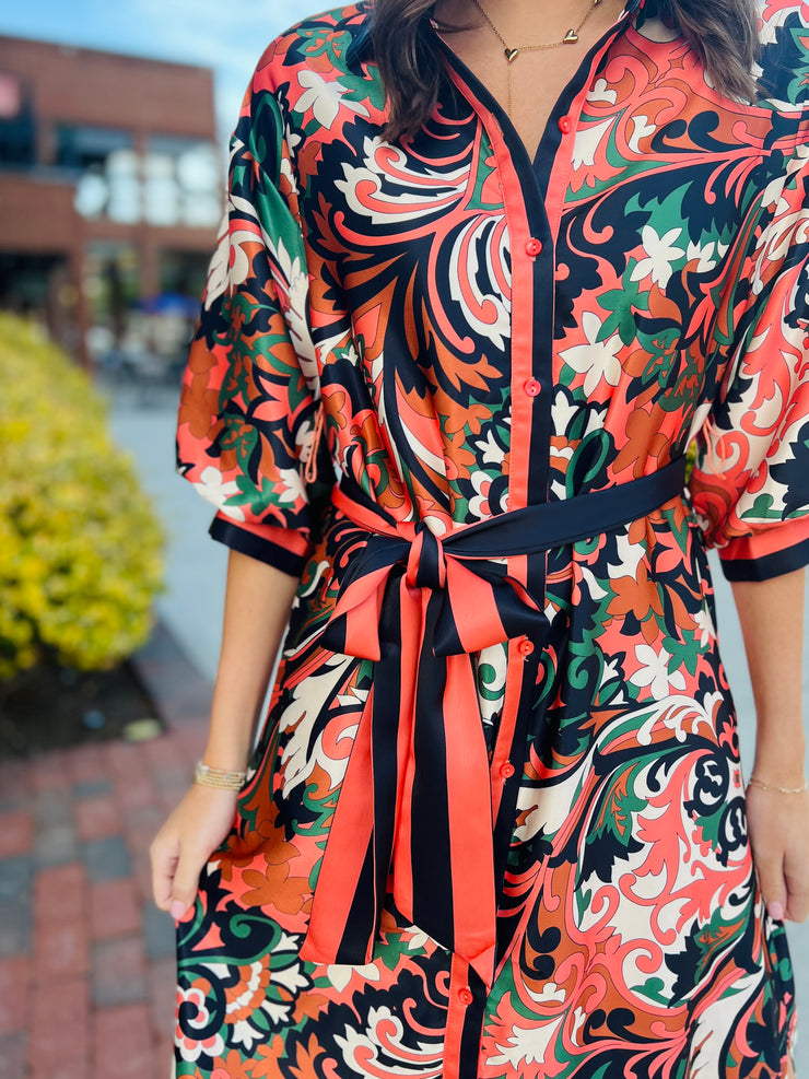 Autumn Scroll Maxi Dress